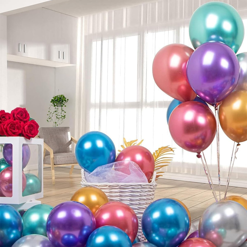 100 Pieces Decorated Party Balloons Assorted Color