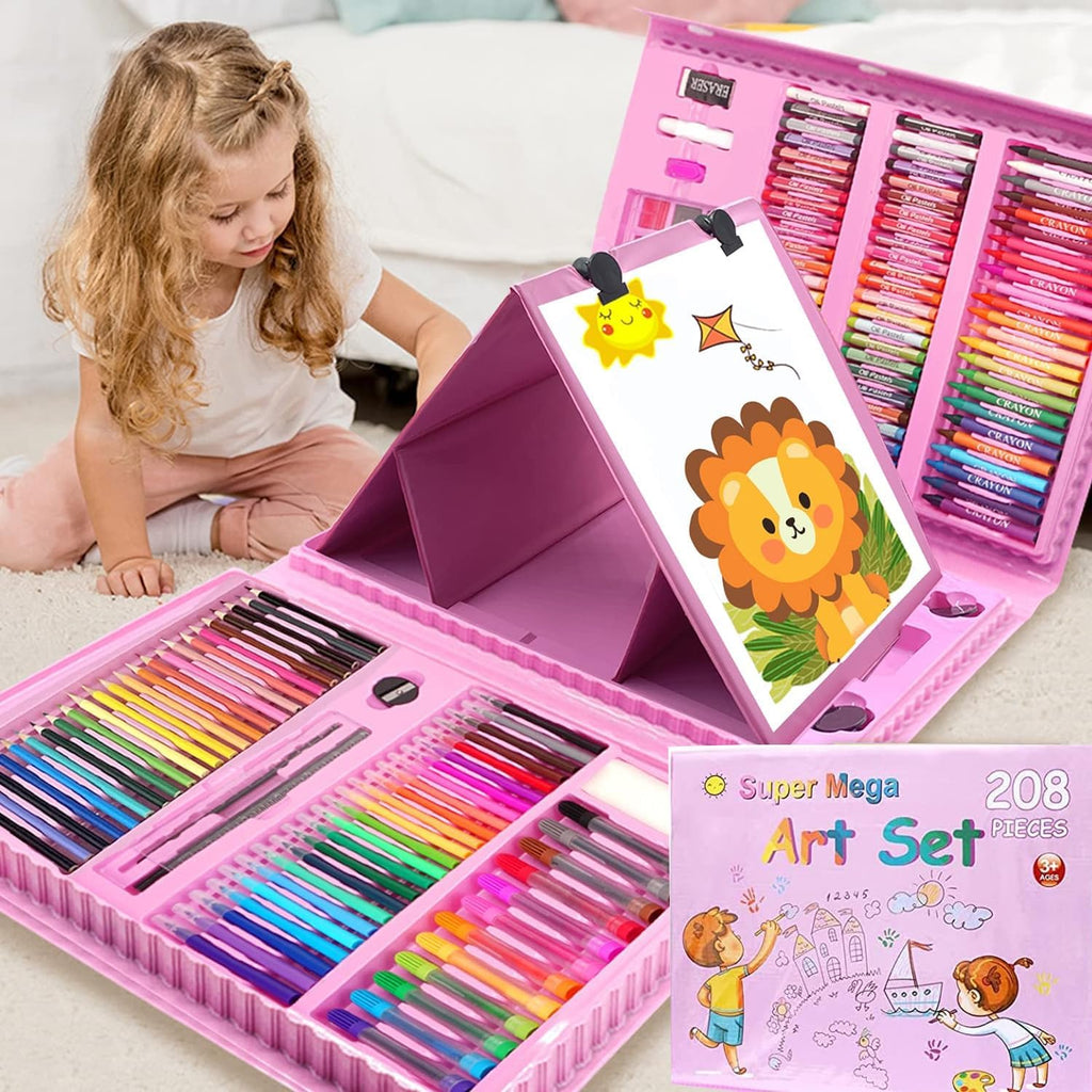 208 pcs art set for kids with drawing and painting supplies in a portable case