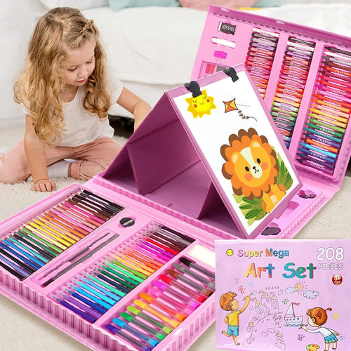 208 pcs art set for kids with drawing and painting supplies in a portable case