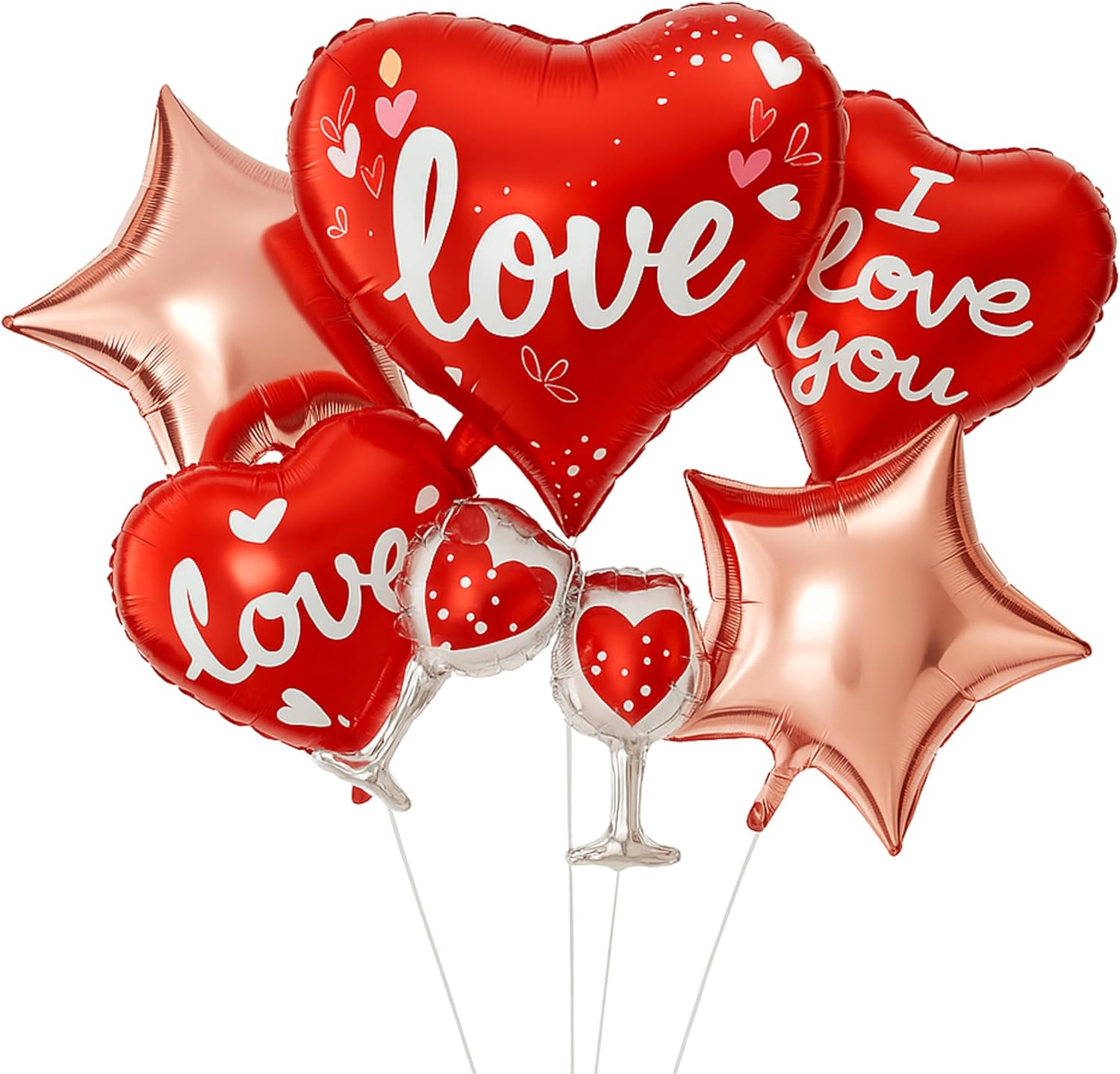 5 pcs red and rose gold love foil balloon set for party and romantic decoration